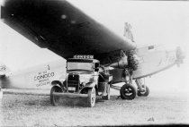 Winchester Airport. Conoco plane and crew